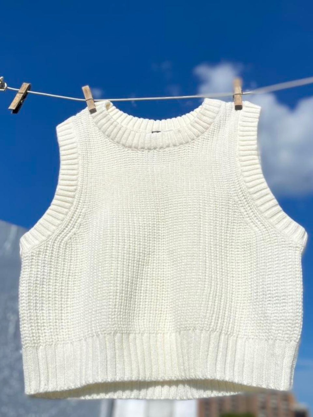 Divided Cream Ribbed Knit Cropped Tank